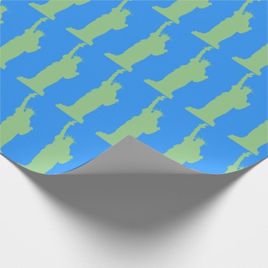 Vrijheidsbeeld New York City Elegant Blauw Cadeaupapier (Hoek)