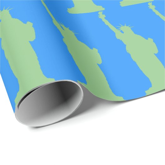 Vrijheidsbeeld New York City Elegant Blauw Cadeaupapier (Rol Hoek)