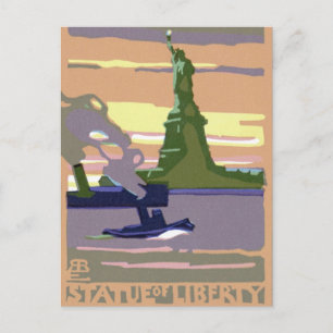 Vrijheidsbeeld, New York City, Vintage Travel Briefkaart