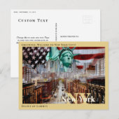Vrijheidsbeeld New York City &  vlag VS Briefkaart (Voorkant / Achterkant)