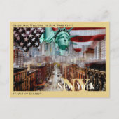 Vrijheidsbeeld New York City &  vlag VS Briefkaart (Voorkant)