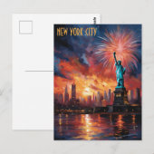 Vrijheidsbeeld New York City Vuurwerk Reizen Briefkaart (Voorkant / Achterkant)