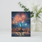 Vrijheidsbeeld New York City Vuurwerk Reizen Briefkaart (Staand voorkant)
