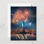 Vrijheidsbeeld New York City Vuurwerk Reizen Briefkaart (Voorkant / Achterkant)