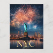 Vrijheidsbeeld New York City Vuurwerk Reizen Briefkaart (Voorkant)