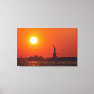 Vrijheidsbeeld, New York Harbour, NY, Verenigde St Canvas Afdruk