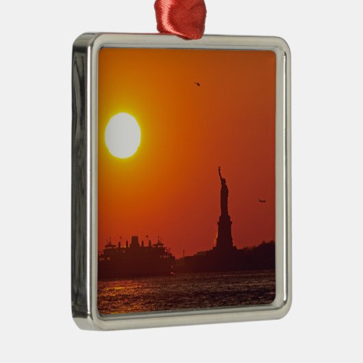 Vrijheidsbeeld, New York Harbour, NY, Verenigde St Metalen Ornament (Rechts)