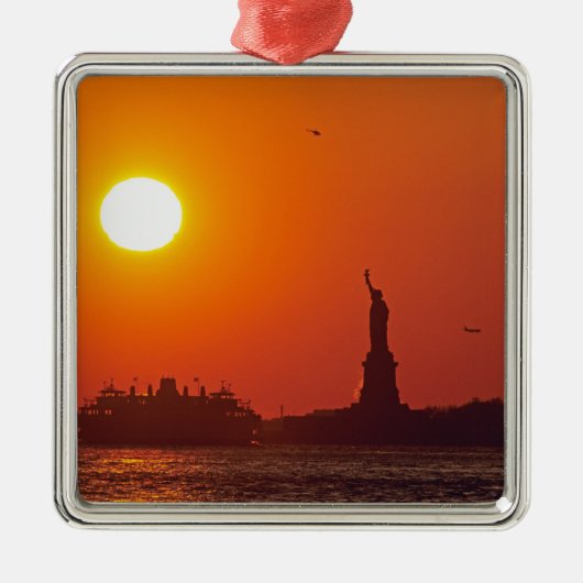 Vrijheidsbeeld, New York Harbour, NY, Verenigde St Metalen Ornament (Voorkant)