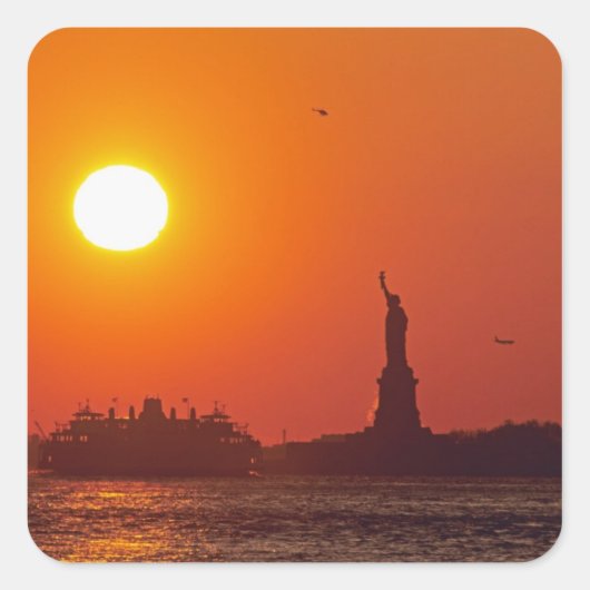Vrijheidsbeeld, New York Harbour, NY, Verenigde St Vierkante Sticker (Voorkant)