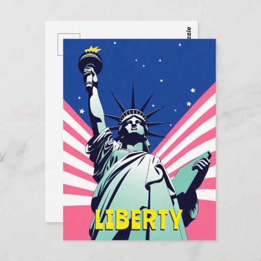 Vrijheidsbeeld New York Levendige Pop Kunst Briefkaart (Voorkant / Achterkant)