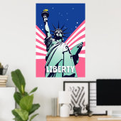 Vrijheidsbeeld New York Levendige Pop Kunst Poster (Thuiskantoor)