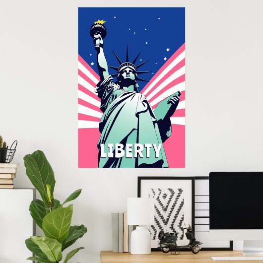 Vrijheidsbeeld New York Levendige Pop Kunst Poster (Thuiskantoor)