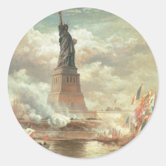 Vrijheidsbeeld, New York, ongeveer 1800 jaar Ronde Sticker (Voorkant)