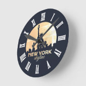 Vrijheidsbeeld New York Skyline Silhouette Ronde Klok (Hoek)