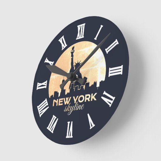 Vrijheidsbeeld New York Skyline Silhouette Ronde Klok (Hoek)