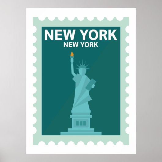 Vrijheidsbeeld - New York Stamp Poster (Voorkant)