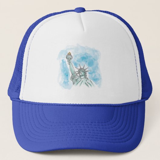 Vrijheidsbeeld New York - Waterverf Trucker Pet (Voorkant)