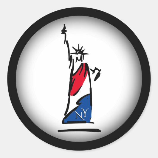 Vrijheidsbeeld NY Red White en Blue Ronde Sticker (Voorkant)
