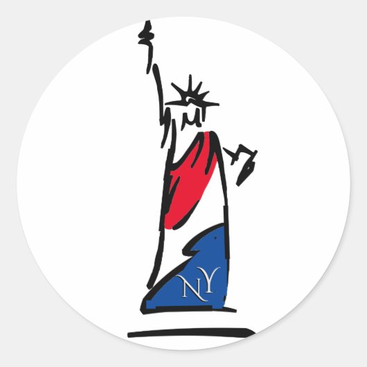 Vrijheidsbeeld NY Red White en Blue Ronde Sticker (Voorkant)