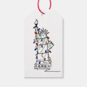 Vrijheidsbeeld NYC-feestdag verlicht kerstmis Cadeaulabel (Voorkant)