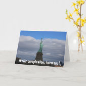 Vrijheidsbeeld NYC Feliz Cumpleanos Hermana Kaart (Gele Bloem)