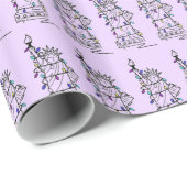 Vrijheidsbeeld NYC Kerstmis Hanukkah Paars Cadeaupapier (Rol Hoek)