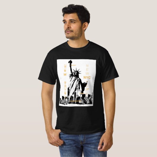 Vrijheidsbeeld Nyc New York Manhattan Mannen T-shirt (Voorkant volledig)