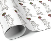 Vrijheidsbeeld NYC Valentijnsdag Rozen Liefde Cadeaupapier (Rol Hoek)