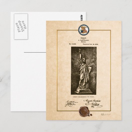 Vrijheidsbeeld Octrooidocument Briefkaart (Voorkant / Achterkant)