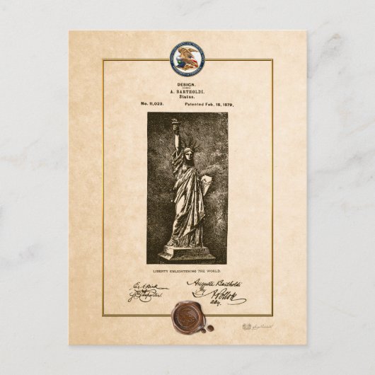 Vrijheidsbeeld  Octrooidocument Briefkaart (Voorkant)