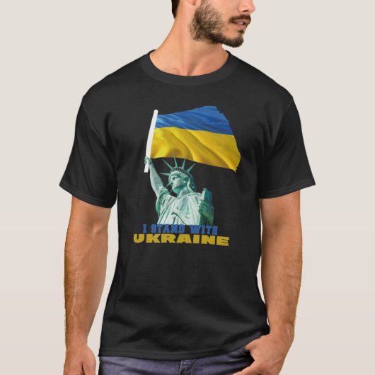 Vrijheidsbeeld Oekraïne vlag T-shirt (Voorkant)