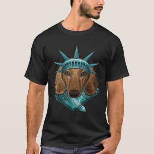 Vrijheidsbeeld op 4 juli Dog USA Am. T-shirt