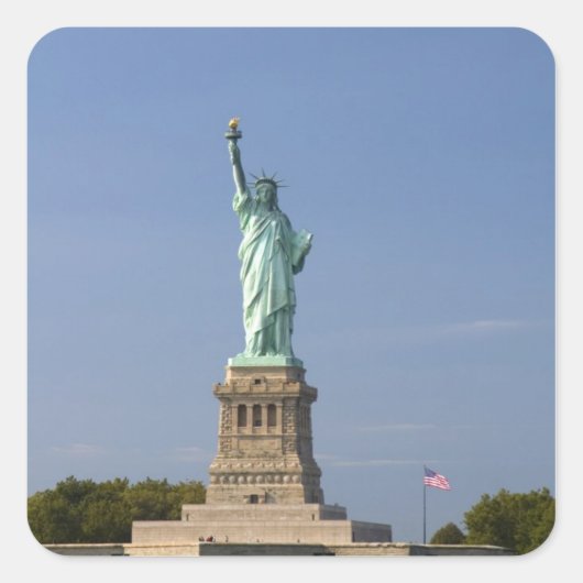 Vrijheidsbeeld op Liberty Island in New York Vierkante Sticker (Voorkant)