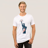 Vrijheidsbeeld patriottische VS vlag ontwerp Tri-Blend Shirt (Voorkant volledig)