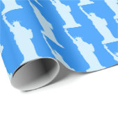 Vrijheidsbeeld Patroon Elegant Blauw New York Cadeaupapier (Rol Hoek)