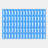 Vrijheidsbeeld Patroon Elegant Blauw New York Inpakpapier Vel (Voorkant 3)