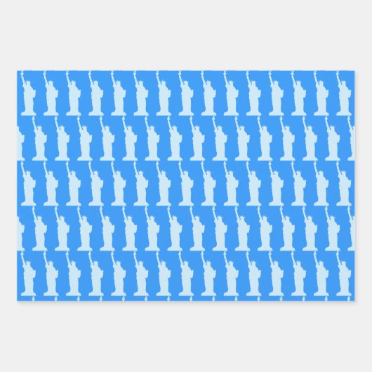 Vrijheidsbeeld Patroon Elegant Blauw New York Inpakpapier Vel (Voorkant 2)