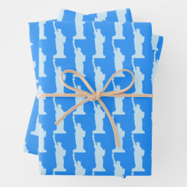 Vrijheidsbeeld Patroon Elegant Blauw New York Inpakpapier Vel