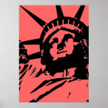 Vrijheidsbeeld Pop Art Poster Print<br><div class="desc">New York City - United States National and City Symbol Statues,  Monuments and Buildings - Statue of Liberty Photo Artwork - Statue of Liberty Silhouette Pop Art Style Black & White Artwork</div>