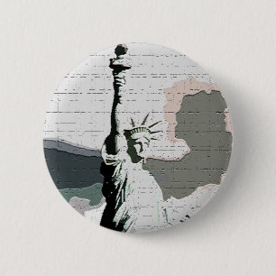 Vrijheidsbeeld Pop Art Ronde Button 5,7 Cm