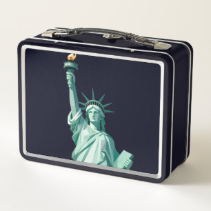 Vrijheidsbeeld Retro Geometrische Metalen Lunchbox