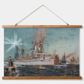 Vrijheidsbeeld schip Hudson New York City Hangend Wandkleed (Voorkant)