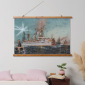 Vrijheidsbeeld schip Hudson New York City Hangend Wandkleed (Slaapkamer)