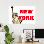 Vrijheidsbeeld Sepia Rood Wit Poster (Thuiskantoor)