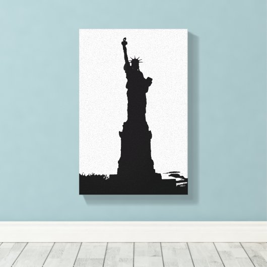 Vrijheidsbeeld Silhouet Verpakt Canvas (Insitu (Houten vloer))