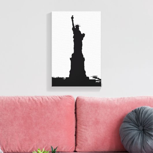 Vrijheidsbeeld Silhouet Verpakt Canvas (Insitu (Woonkamer))