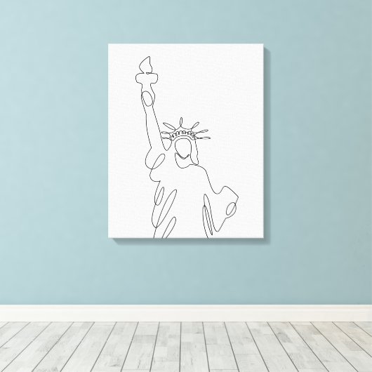 Vrijheidsbeeld silhuette canvas afdruk (Insitu (Houten vloer))