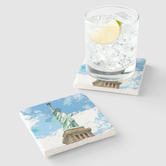 Vrijheidsbeeld Stenen Onderzetter (Zijkant)