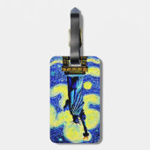 Vrijheidsbeeld Sterrennacht New York Bagagelabel (Achterkant verticaal)