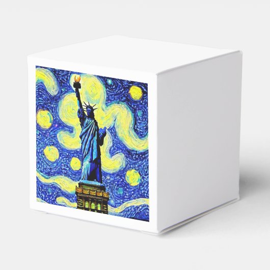 Vrijheidsbeeld Sterrennacht New York Bedankdoosjes (Achterkant)